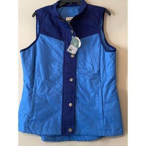 NWT Magellan Women's Size S Outdoors‎ Campfire Quilted Vest Zip Snap Up Blue
